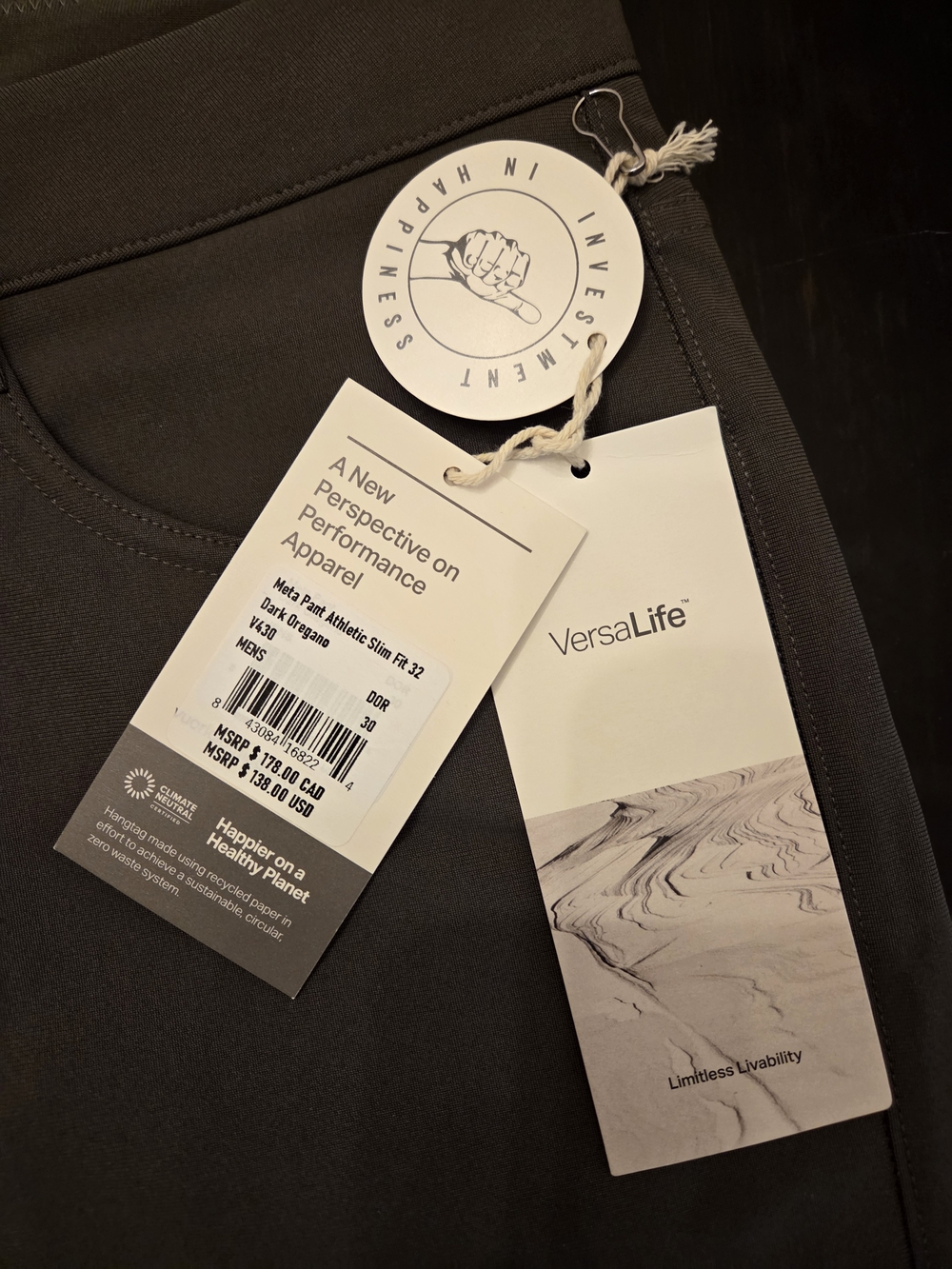 Vuori Dark Oregano Meta Pants - Athletic Slim Fit - Brand New With Tags